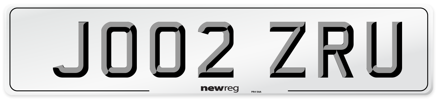 JO02 ZRU Number Plate from New Reg
